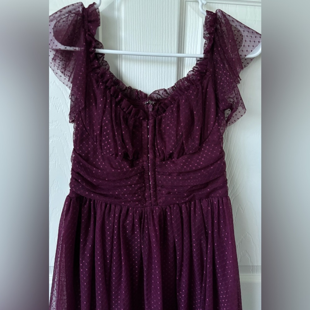 Lulus Regal Radiance Burgundy Tulle Bustier Midi
Dress